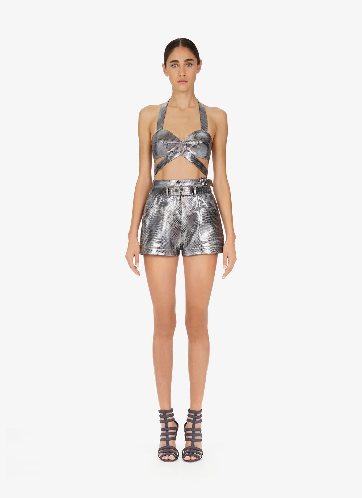 Metallic Python Bustier ALAÏA SILVER METALLIC PYTHON BUSTIER